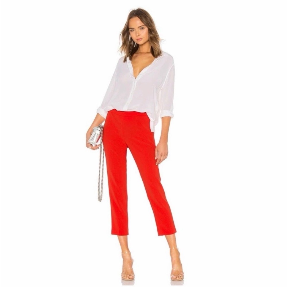 Theory Admiral Crepe Pull On Pants‎ Womens 4 Red Orange Elastic Waist